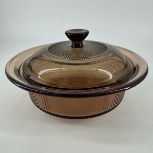 Pyrex Visions Smoke 24 Oz. 750 ml. Casserole Dish V-30-B w/Pyrex Lid V1C Vintage